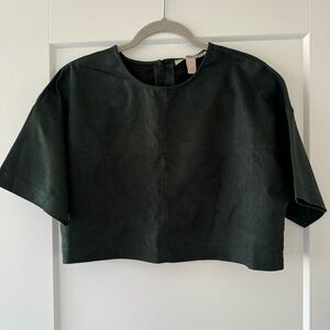 Forever 21 green satin cropped shirt
